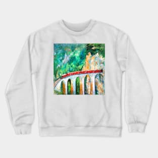 Travel on the Red Train in Switzerland Crewneck Sweatshirt